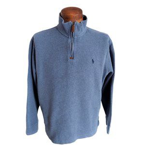 POLO RALPH LAUREN Heather Blue Estate Ribbed Quarter Zip Pullover Size Large